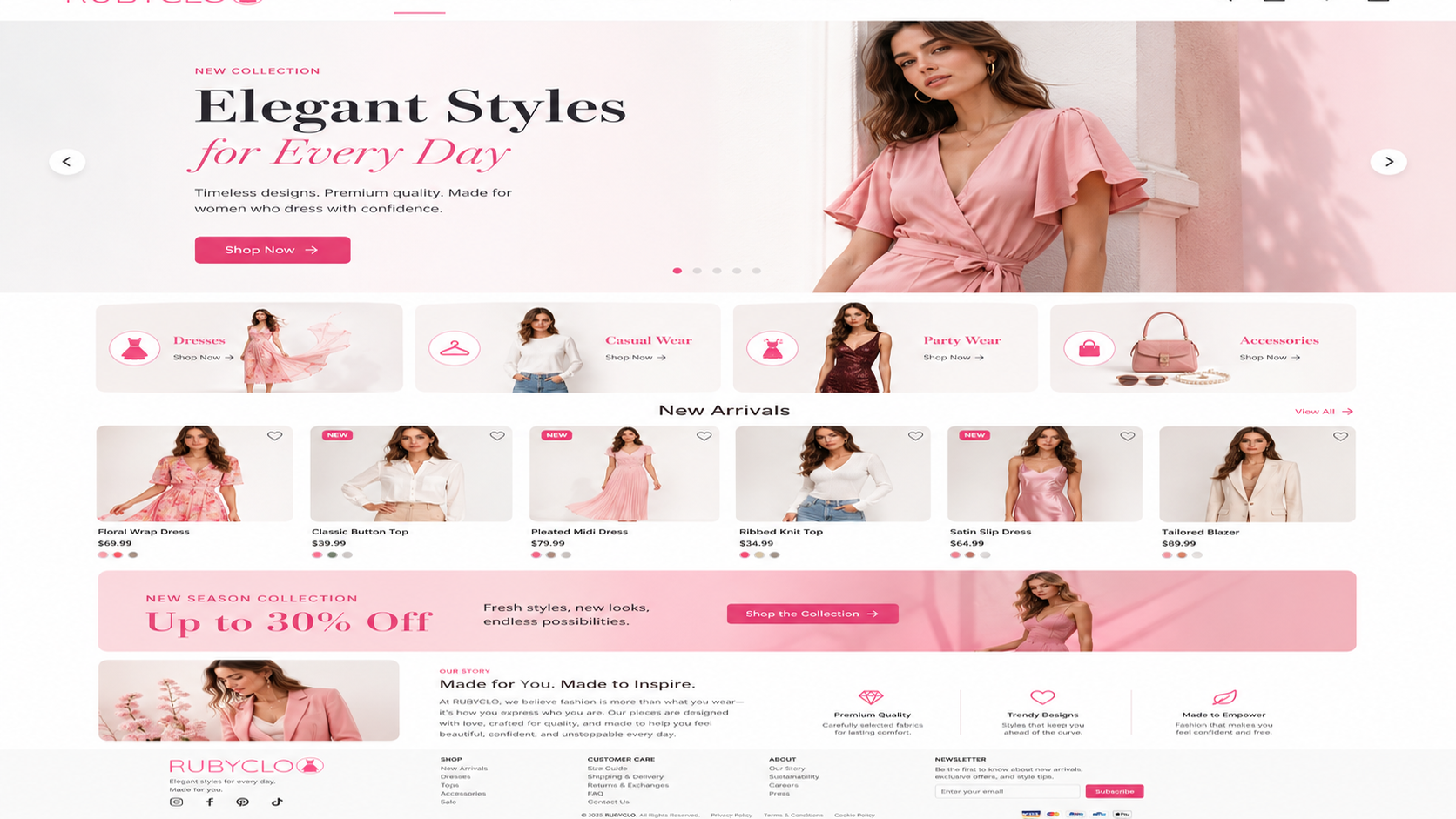 Rubyclo fashion store website